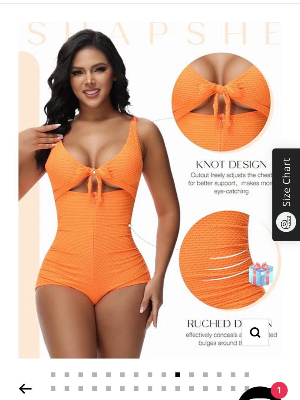 Shapshe Orange Knot-Front One-Piece Swimsuit — Shapewear Style